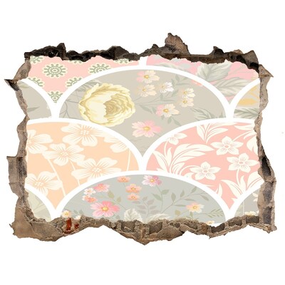 Hole wall sticker Floral pattern behind a damaged wall
