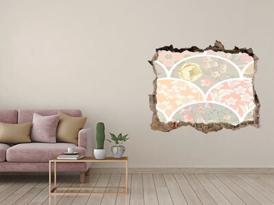 Hole wall sticker Floral pattern behind a damaged wall