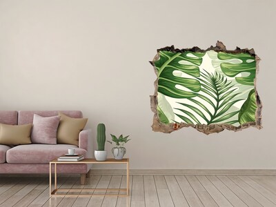 Hole in the wall decal Tropical leaves