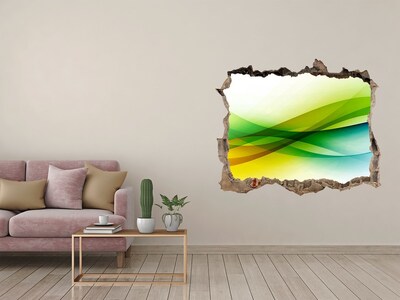 Hole wall sticker Colorful landscape behind the wall