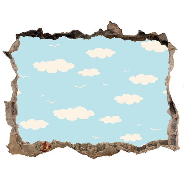3D wall hole Blue sky with clouds