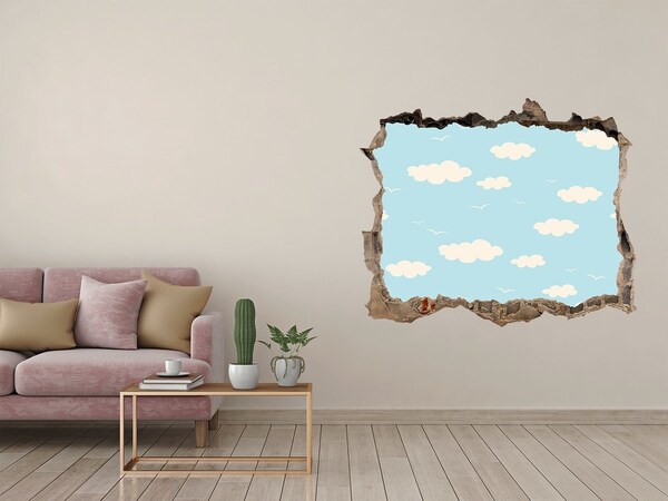 3D wall hole Blue sky with clouds