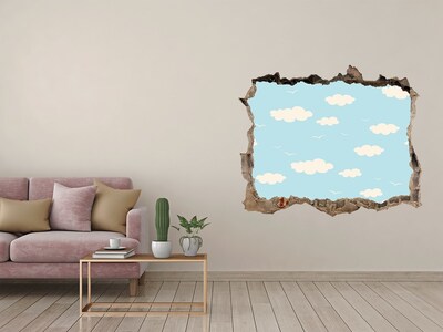 3D wall hole Blue sky with clouds