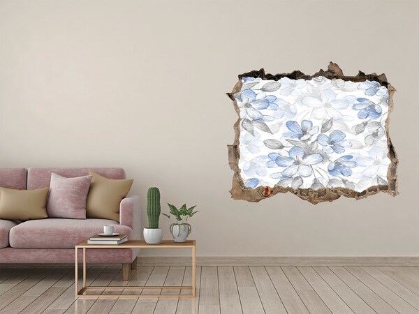 Hole wall sticker Floral pattern through a hole in the wall