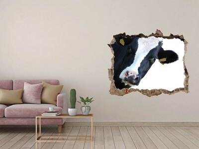 3D wall hole Cow in a hole in the wall