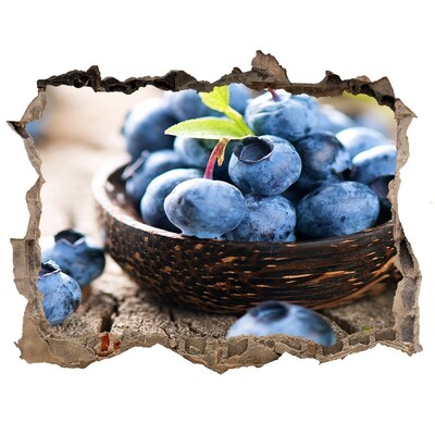 3D wall hole Berries in a wooden bowl
