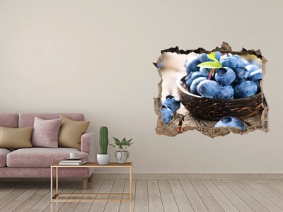 3D wall hole Berries in a wooden bowl
