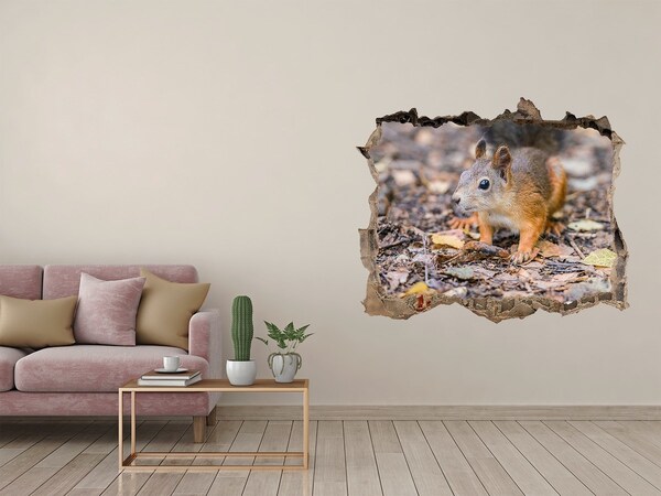 Hole wall sticker Squirrel in the forest