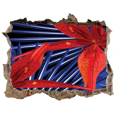 3D wall hole wallpaper A floral burst of color