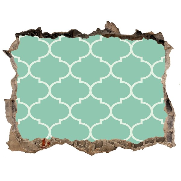 Hole in the wall decal Green mosaic against the background of a damaged wall