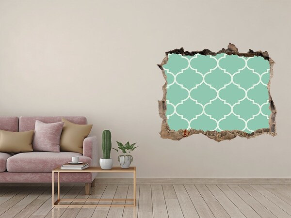 Hole in the wall decal Green mosaic against the background of a damaged wall