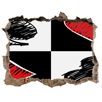 Hole in the wall decal Broken wall with red accents