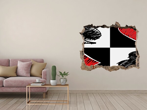 Hole in the wall decal Broken wall with red accents