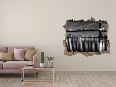 Hole in the wall decal Manhattan Bridge at night