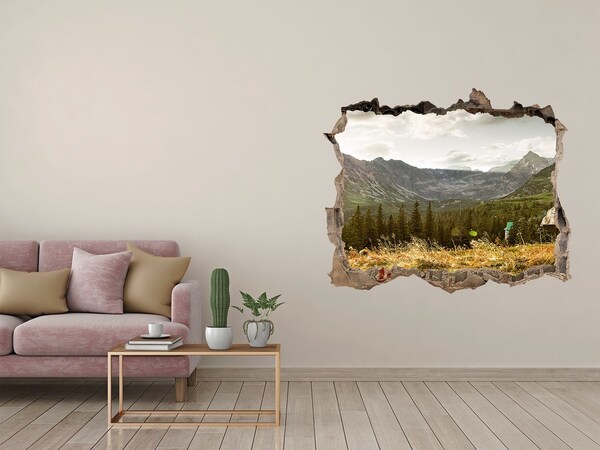 Hole in the wall decal Mountain landscape through a hole in the wall