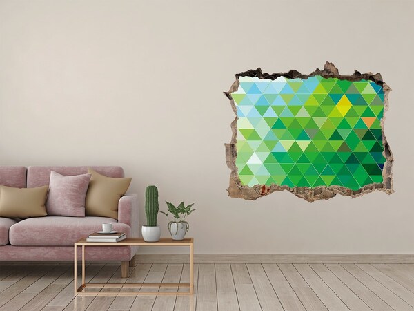 3D wall hole wallpaper Green landscape in a hole in the wall