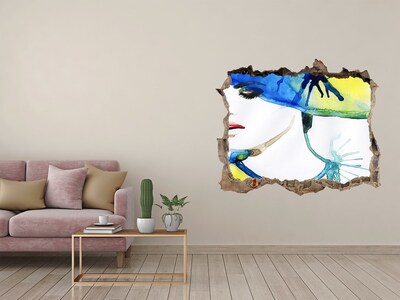 Hole in the wall decal Woman in a blue hat