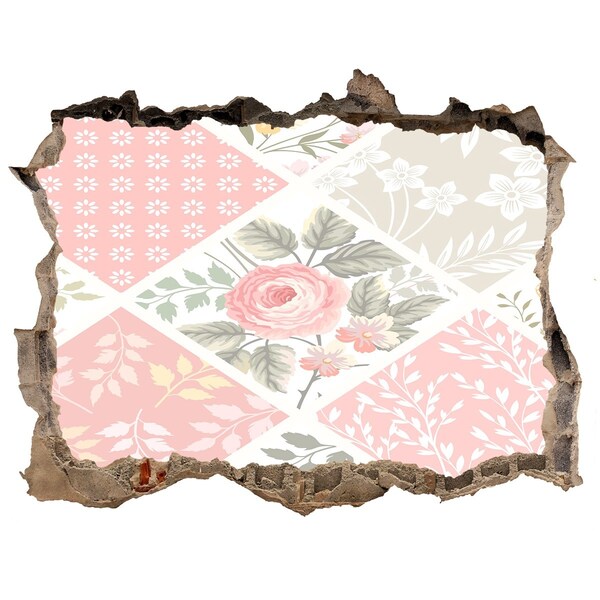 Hole in the wall decal Floral pattern on a concrete background