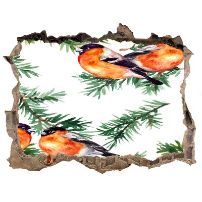 Hole in the wall decal Birds against a green background
