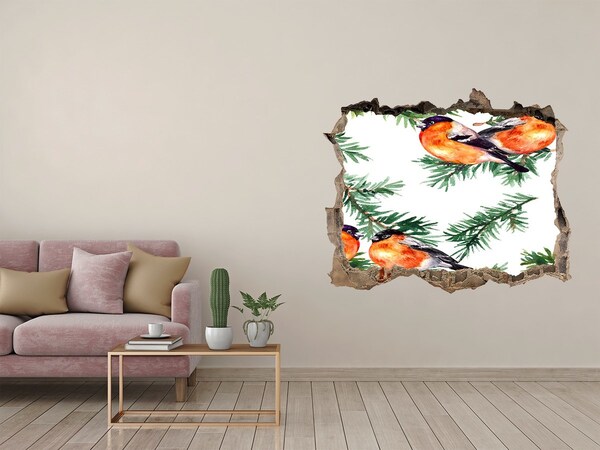 Hole in the wall decal Birds against a green background