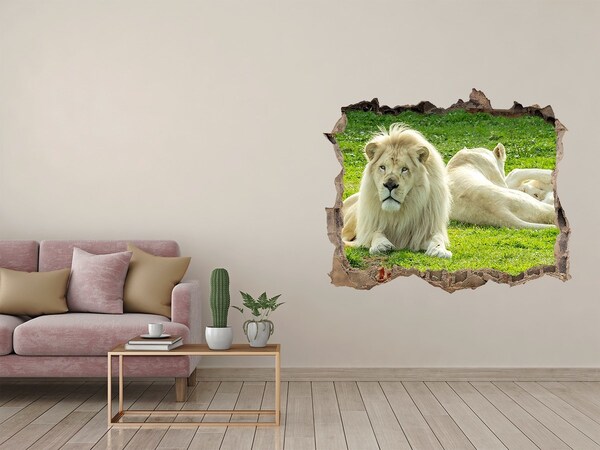 Hole wall sticker White lion in its natural habitat