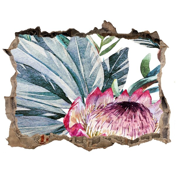 Hole in the wall decal A flower paradise among the leaves