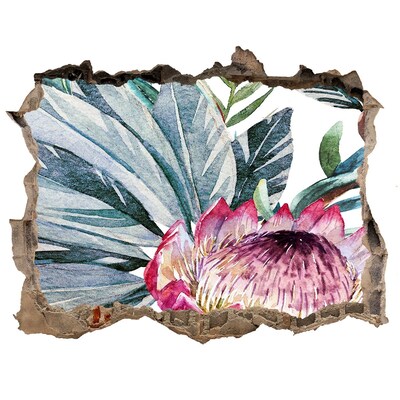 Hole in the wall decal A flower paradise among the leaves