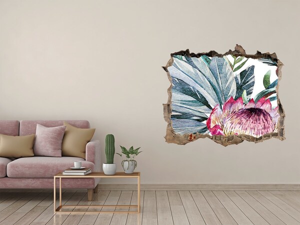 Hole in the wall decal A flower paradise among the leaves