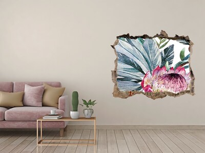 Hole in the wall decal A flower paradise among the leaves