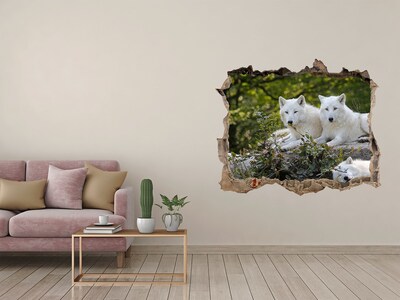Hole wall sticker Arctic Wolves in a Natural Habitat