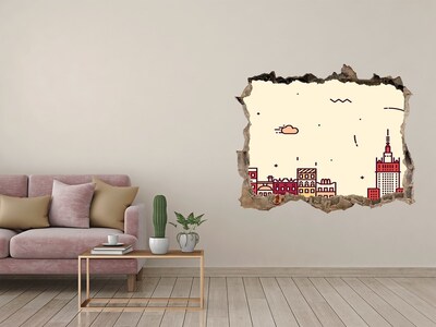 3D wall hole The city behind the wall