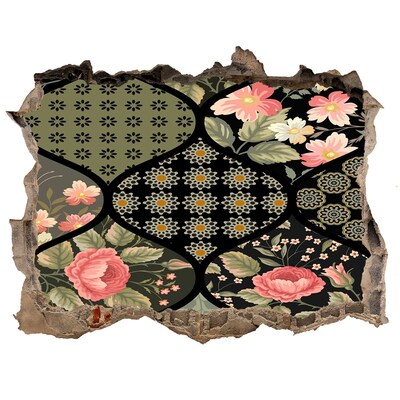 Hole wall sticker Floral pattern on a stone background