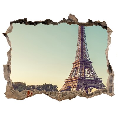 Hole wall sticker The Eiffel Tower in the setting sun