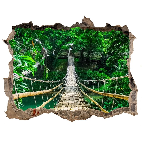 Hole wall sticker Bridge in the jungle