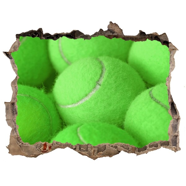 Hole in the wall decal Green tennis balls behind the wall