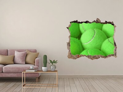 Hole in the wall decal Green tennis balls behind the wall