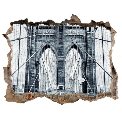 Hole wall sticker Brooklyn Bridge in black and white