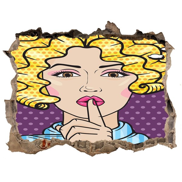Hole in the wall sticker A woman with a mysterious smile