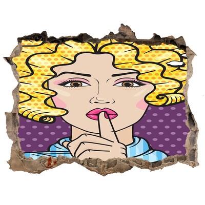 Hole in the wall sticker A woman with a mysterious smile