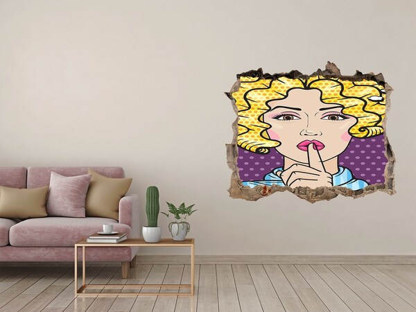 Hole in the wall sticker A woman with a mysterious smile