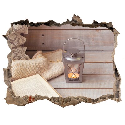Hole wall sticker A cozy corner with a lantern