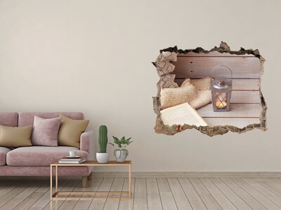 Hole wall sticker A cozy corner with a lantern