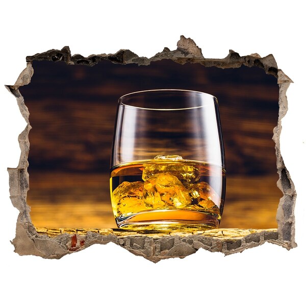 Hole in the wall decal A glass of whiskey with ice