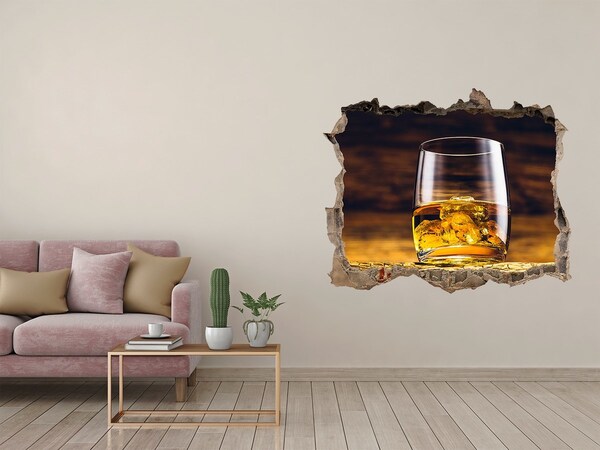 Hole in the wall decal A glass of whiskey with ice