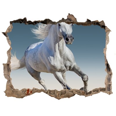 Hole in the wall decal A white horse on the run