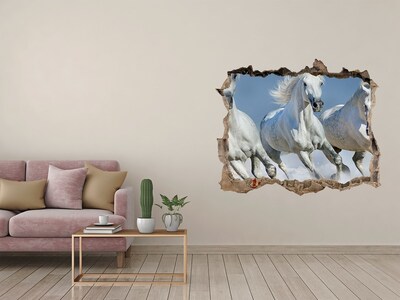 Hole in the wall decal White horses on the loose