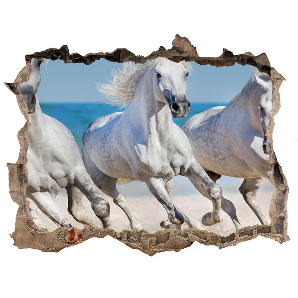 Hole in the wall sticker White horses on the beach