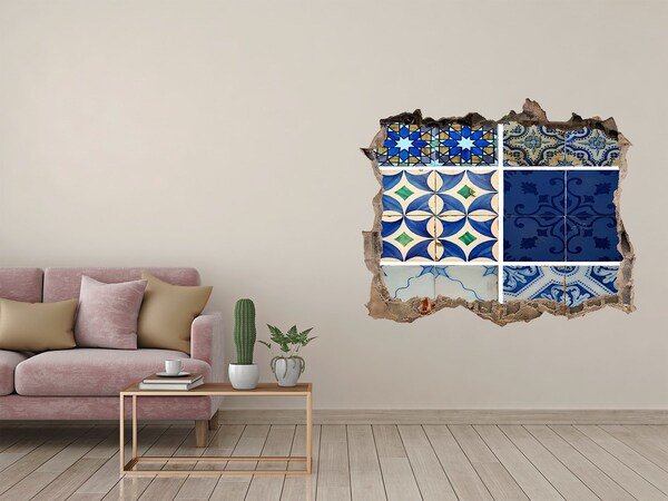 Hole in the wall decal Moroccan-style tiles