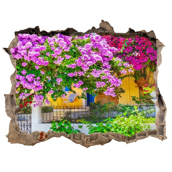 3D wall hole wallpaper A flower paradise behind the walls