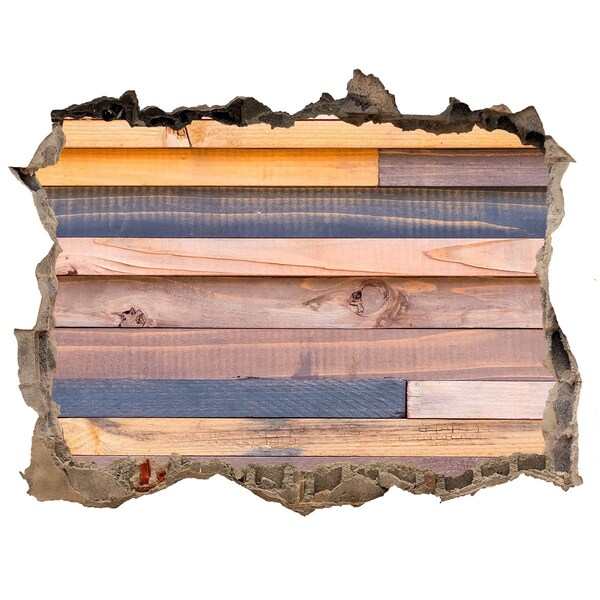 Hole wall sticker Wooden wall through a hole